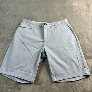 Nifty Genius Mens Chino Shorts Light Blue Size 34 Flat Front Back Pockets Button